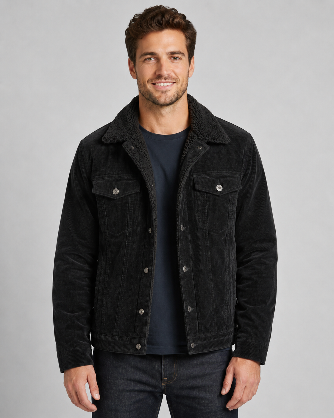 Ellery | Corduroy Trucker Jacket with Sherpa Collar