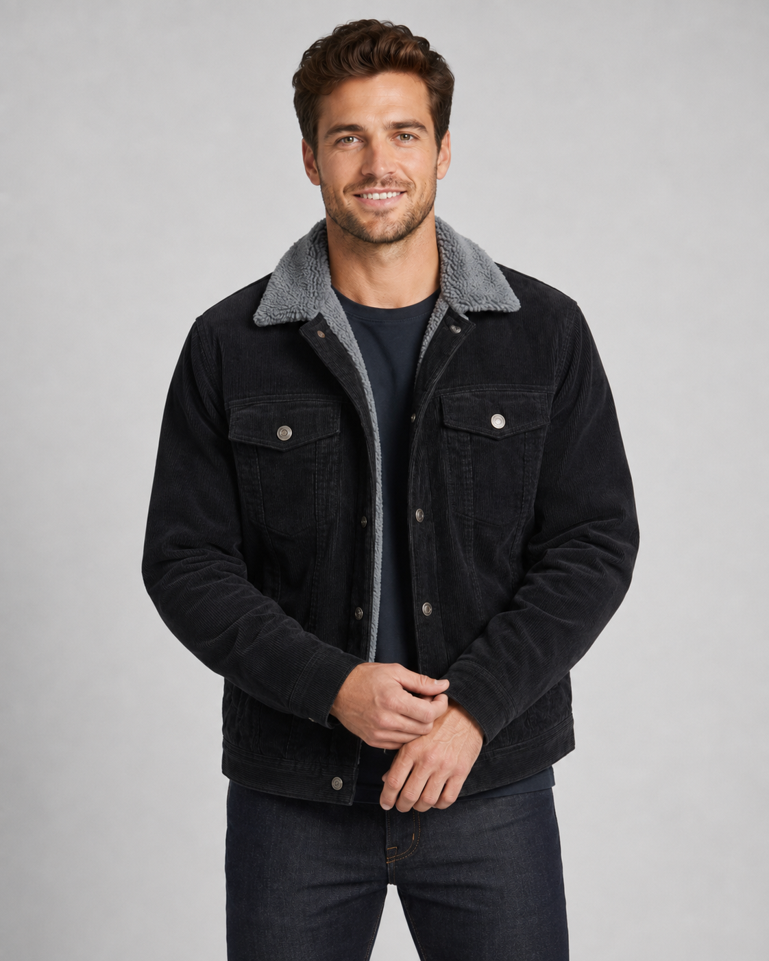 Ellery | Corduroy Trucker Jacket with Sherpa Collar