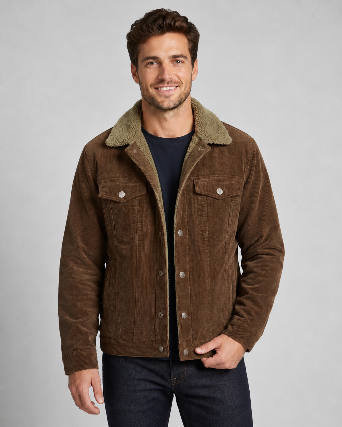 Ellery | Corduroy Trucker Jacket with Sherpa Collar