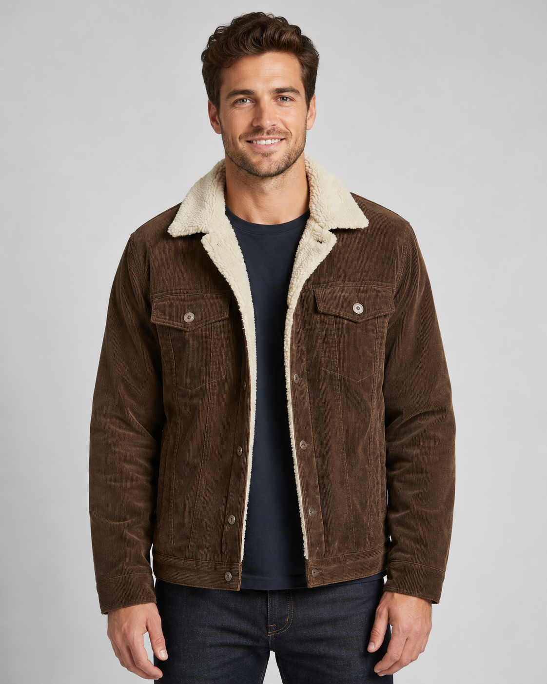 Ellery | Corduroy Trucker Jacket with Sherpa Collar