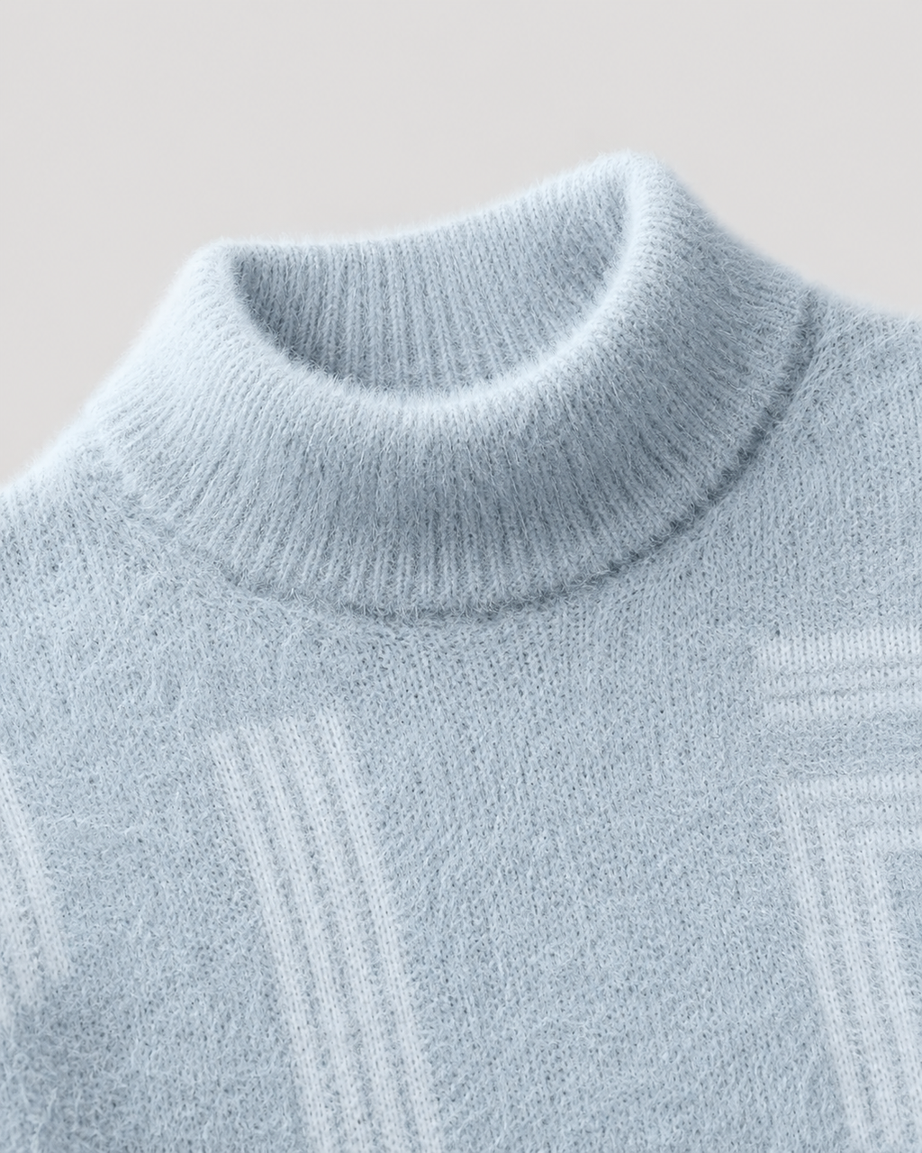 Silas | Geometric Funnel Neck Fluffy Knit Sweater