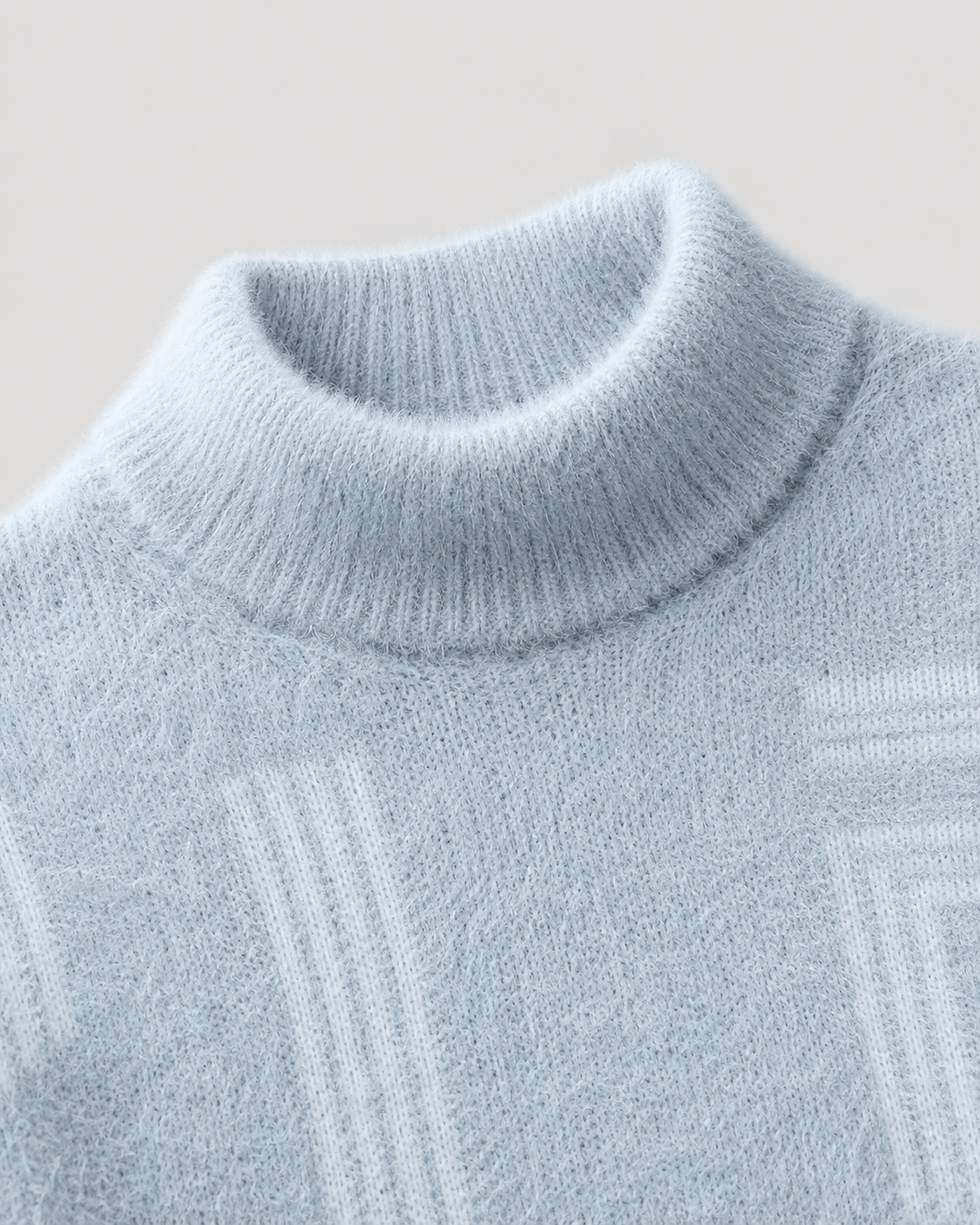 Silas | Geometric Funnel Neck Fluffy Knit Sweater