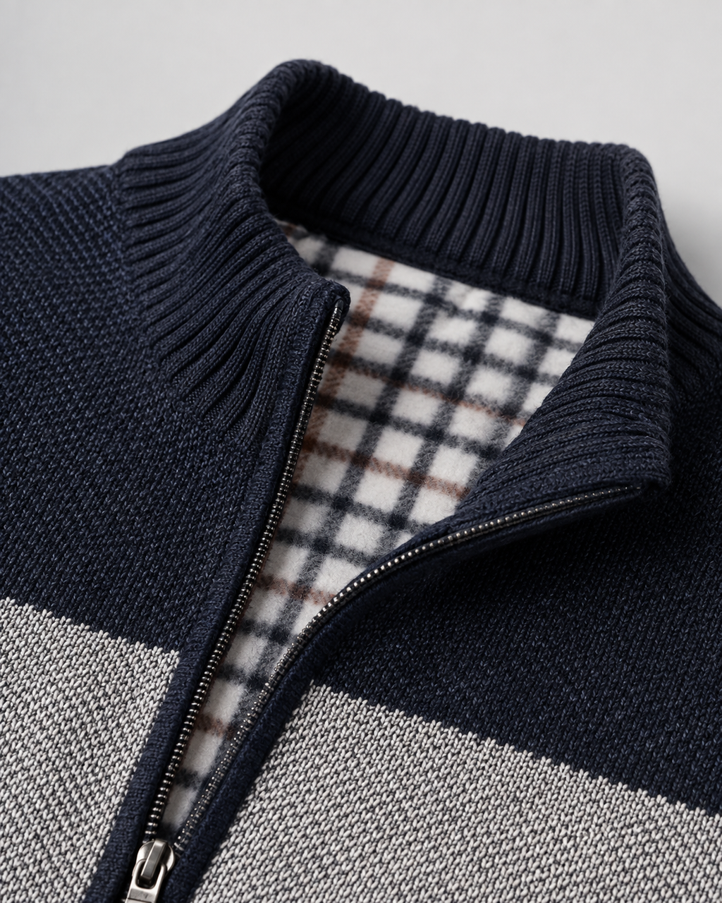 Soren | Colour Block Full-Zip Knit Cardigan