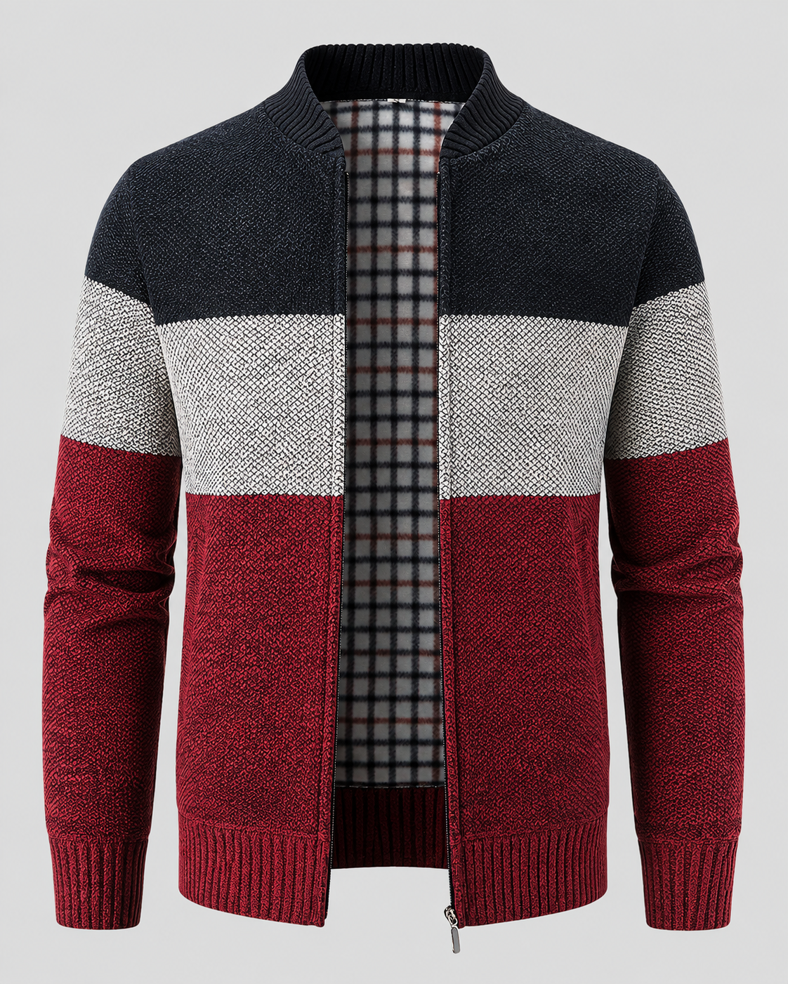 Soren | Colour Block Full-Zip Knit Cardigan