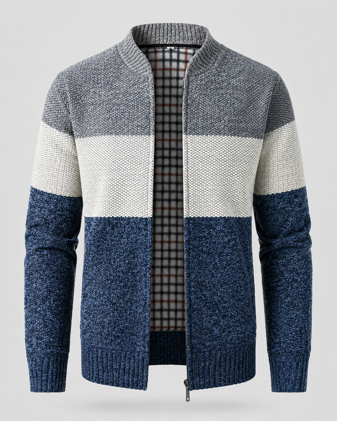 Soren | Colour Block Full-Zip Knit Cardigan