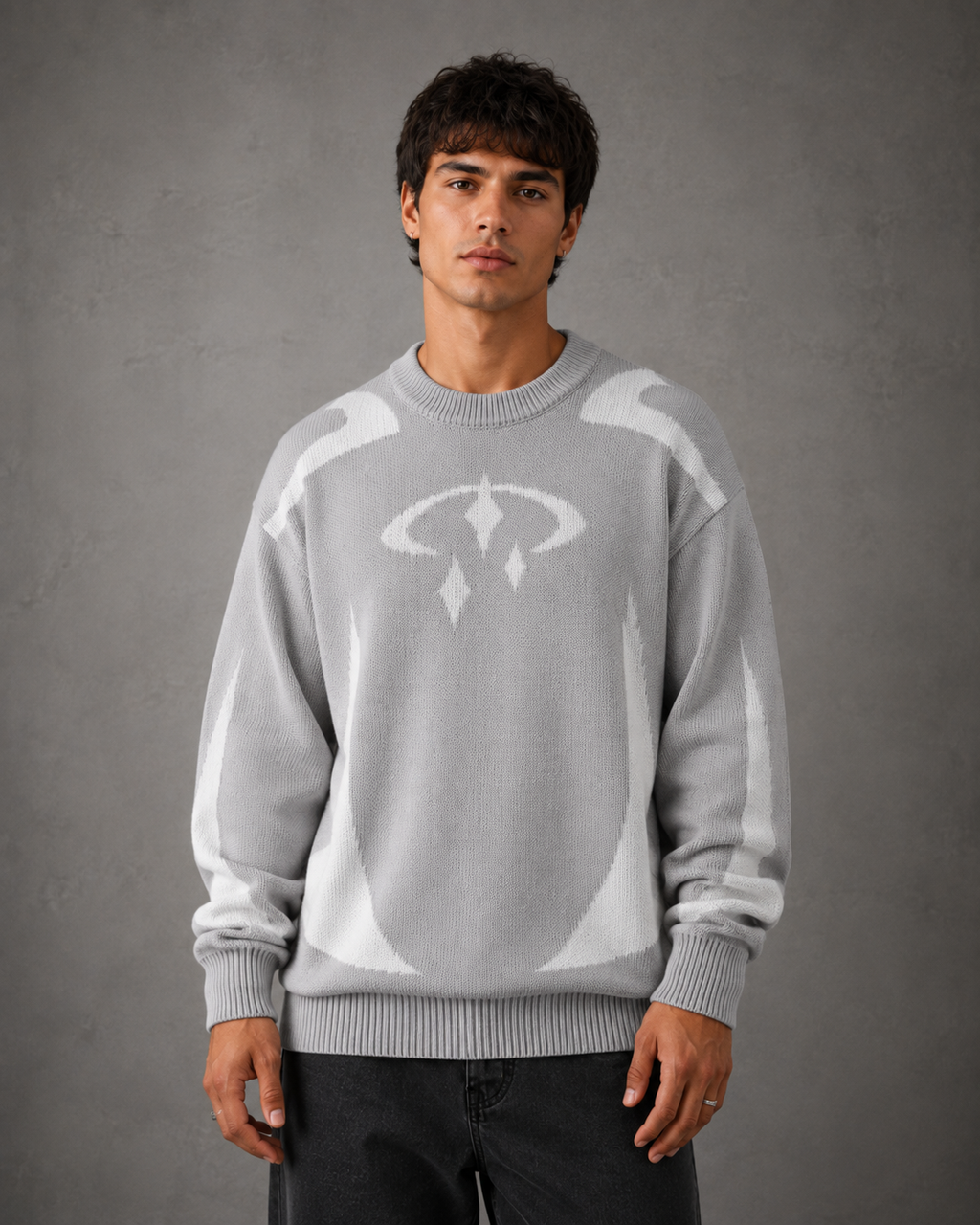 Holt | Graphic Crew Neck Knit Sweater