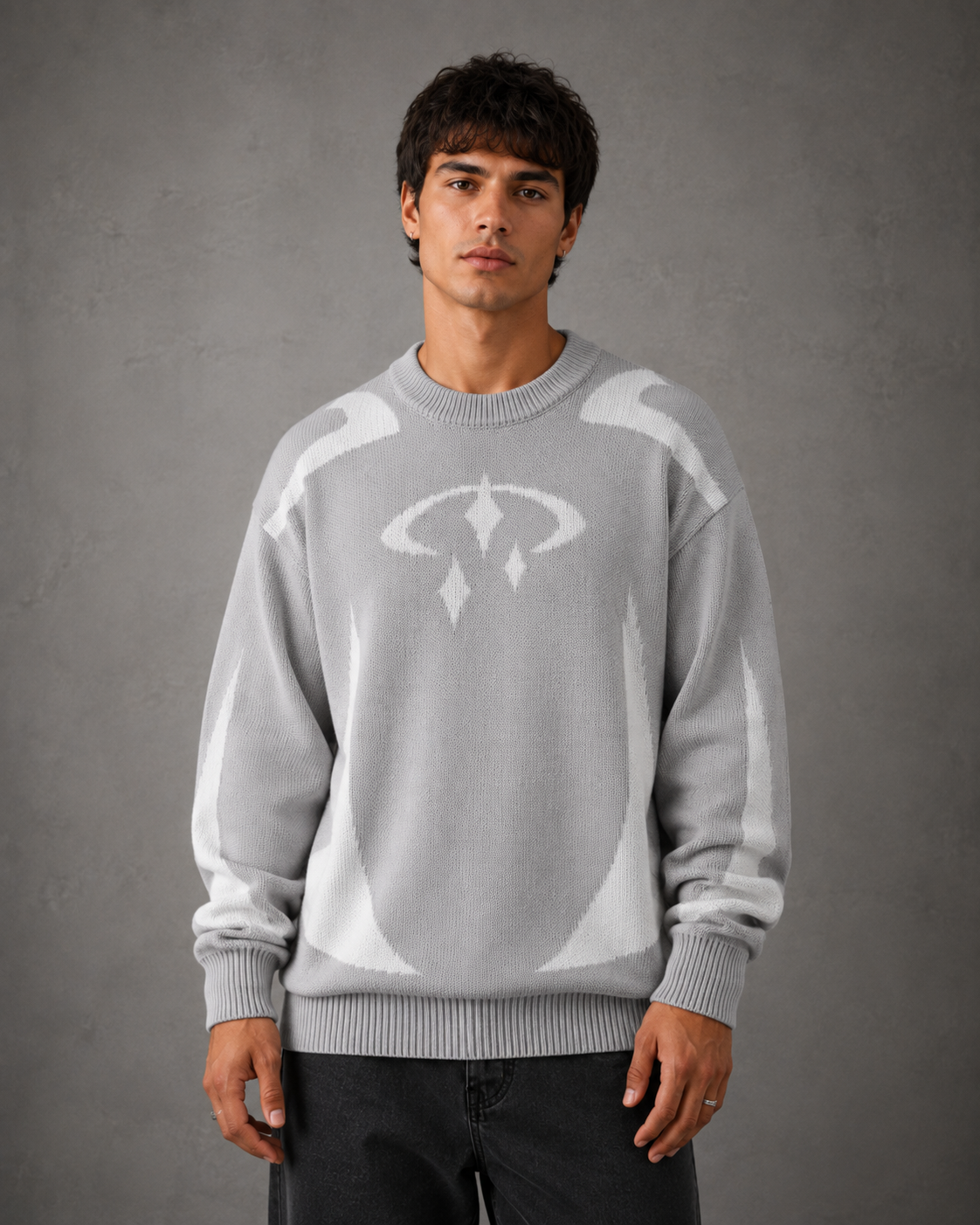 Holt | Graphic Crew Neck Knit Sweater