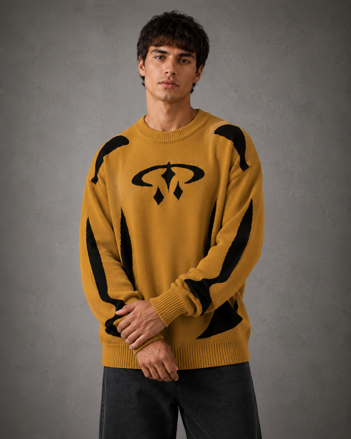 Holt | Graphic Crew Neck Knit Sweater