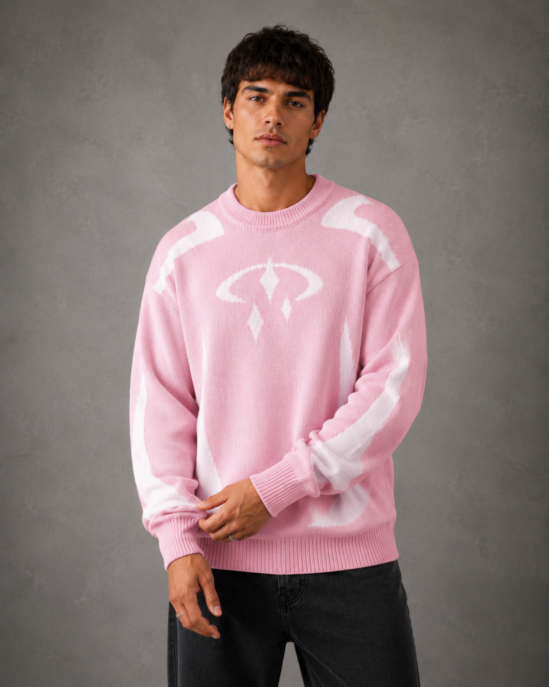 Holt | Graphic Crew Neck Knit Sweater