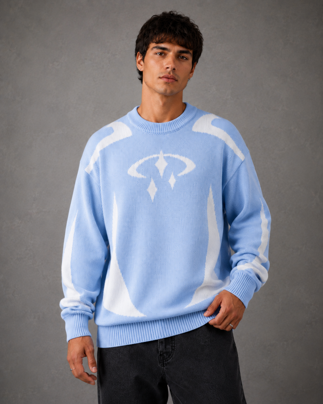 Holt | Graphic Crew Neck Knit Sweater