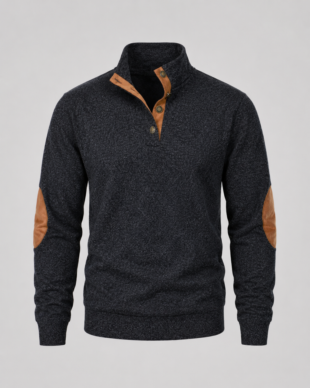 Barnaby | Heathered Button Neck Sweater