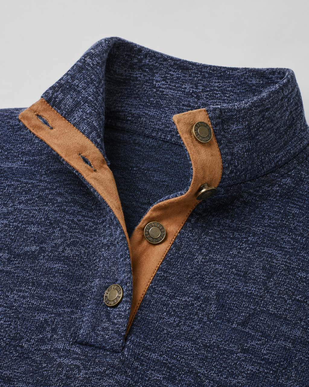 Barnaby | Heathered Button Neck Sweater