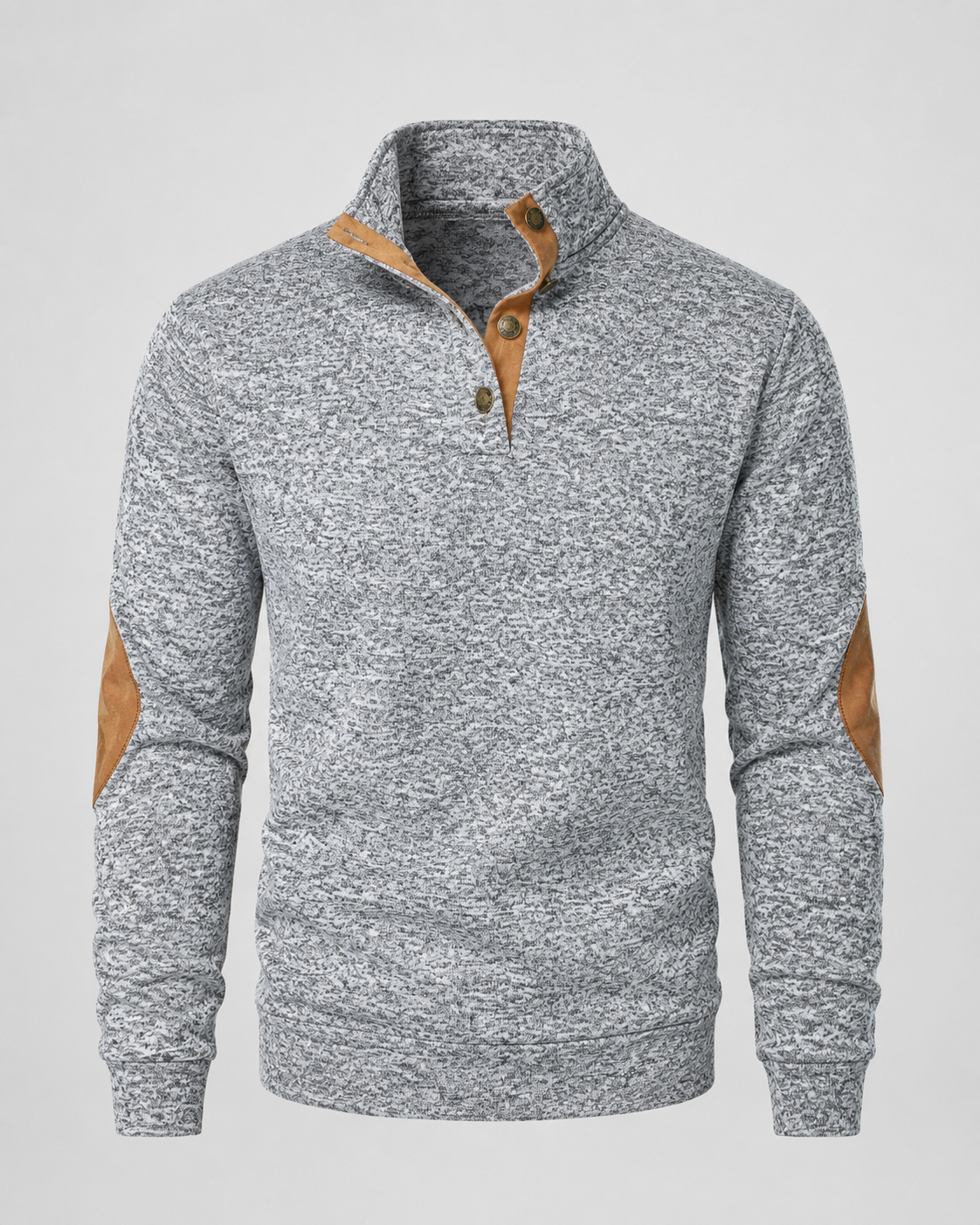 Barnaby | Heathered Button Neck Sweater