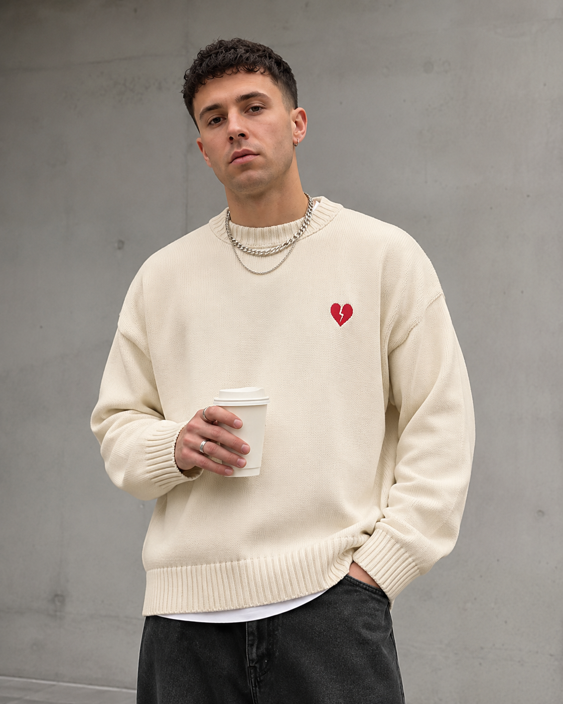 Yusuf | Broken Heart Detail Knit Sweater