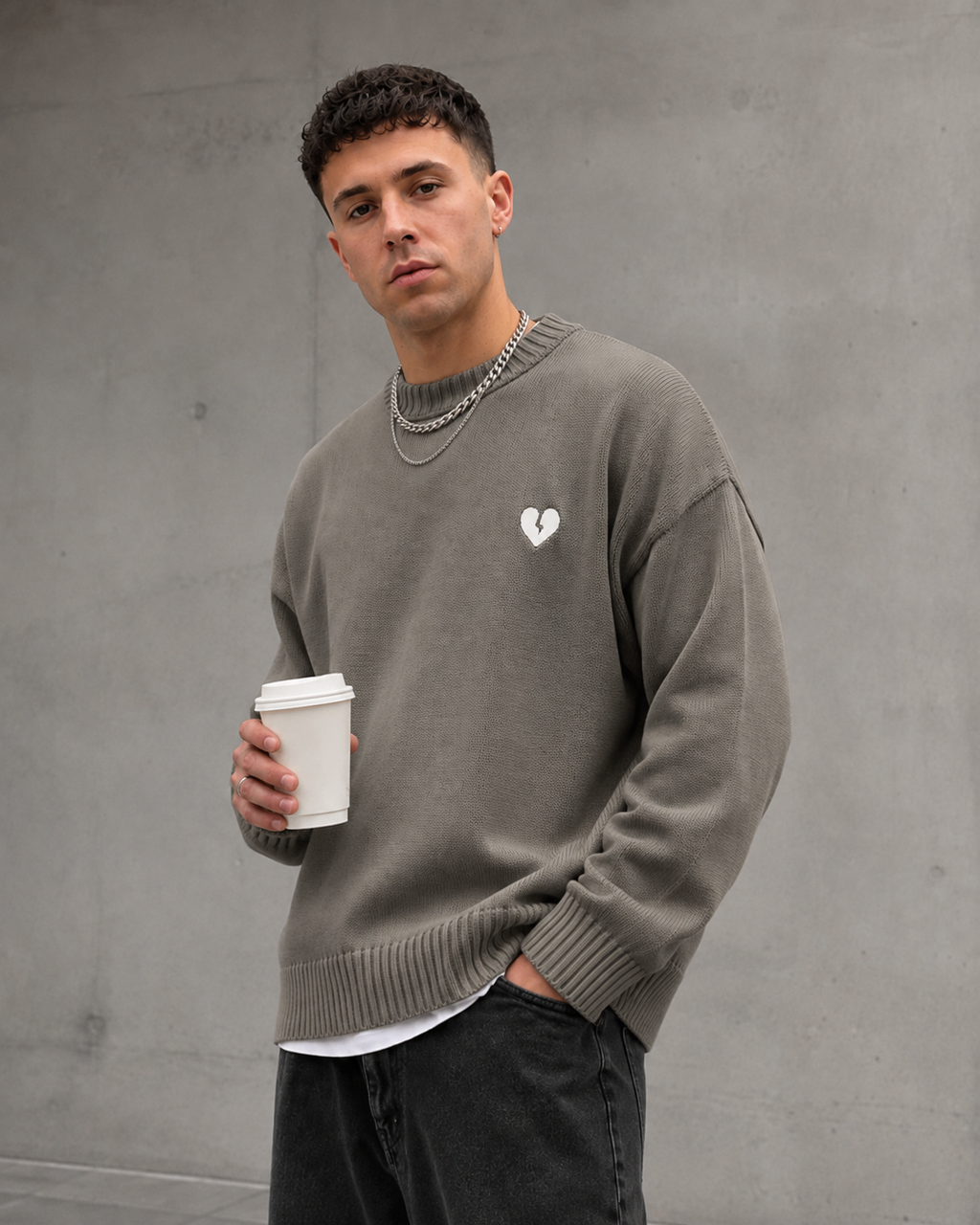 Yusuf | Broken Heart Detail Knit Sweater