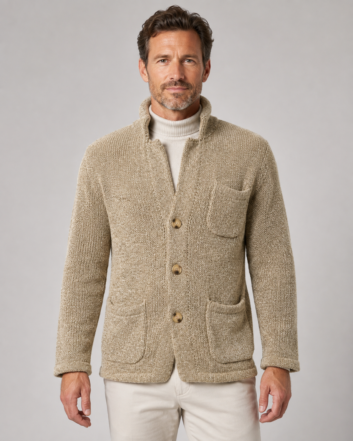 Lachlan | Stand Collar Button Knit Cardigan