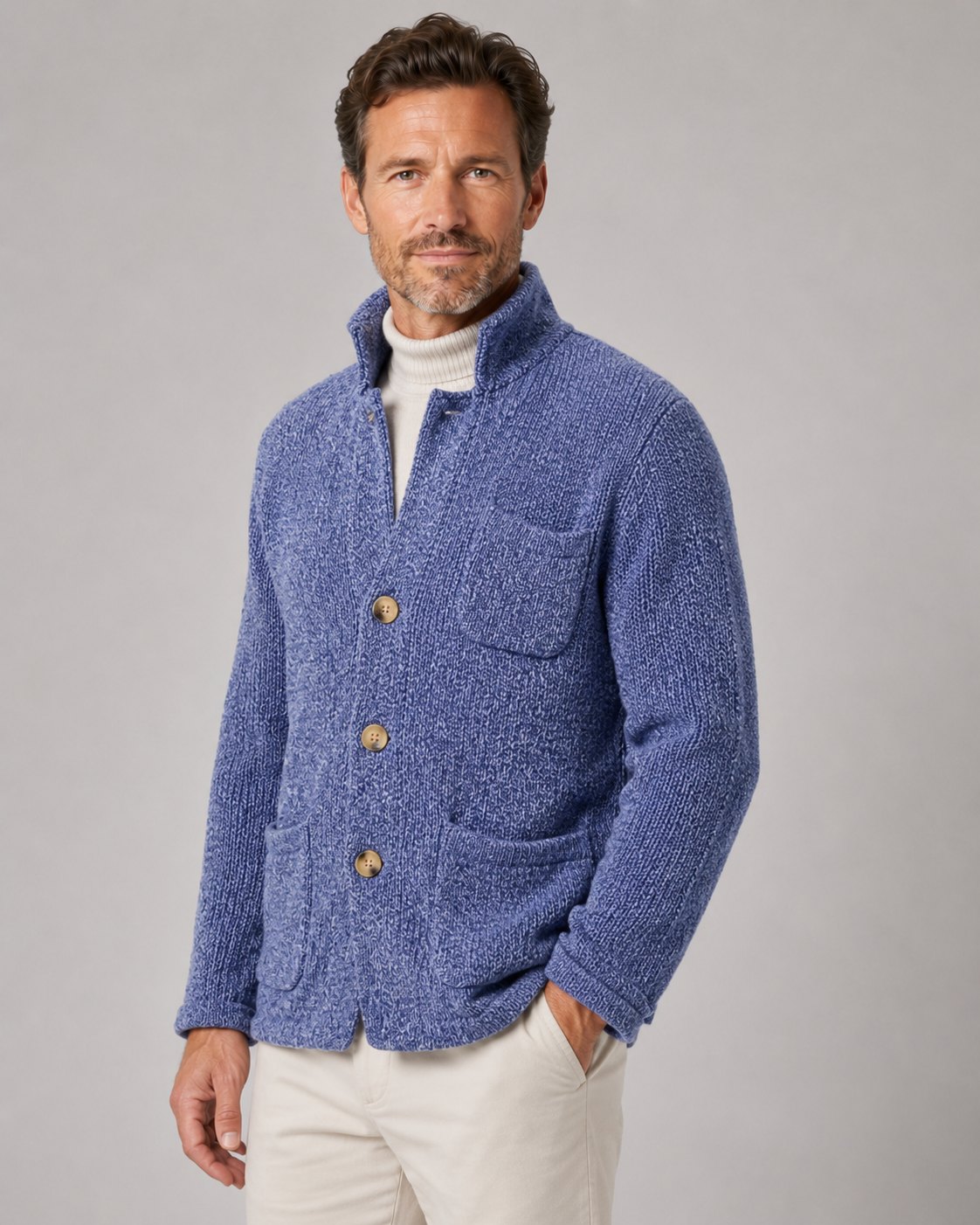 Lachlan | Stand Collar Button Knit Cardigan