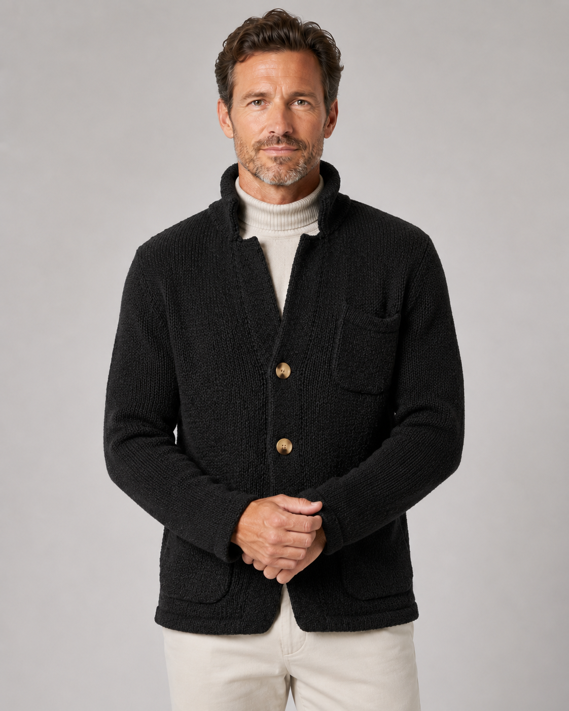 Lachlan | Stand Collar Button Knit Cardigan