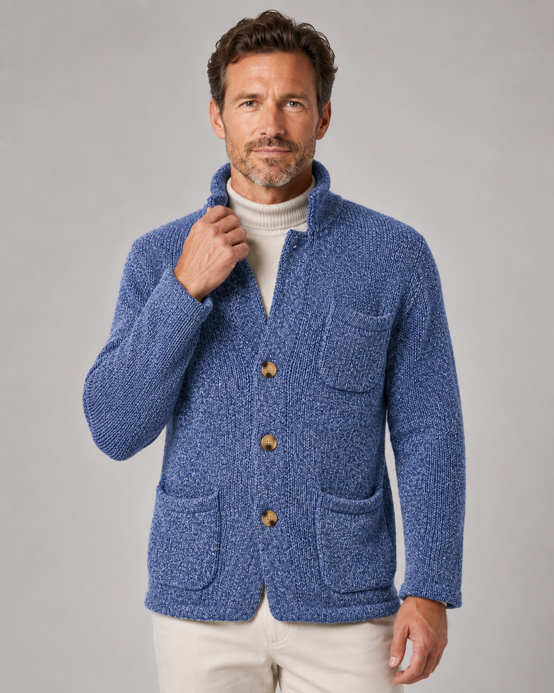 Lachlan | Stand Collar Button Knit Cardigan