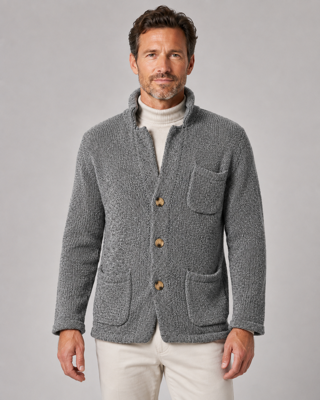 Lachlan | Stand Collar Button Knit Cardigan