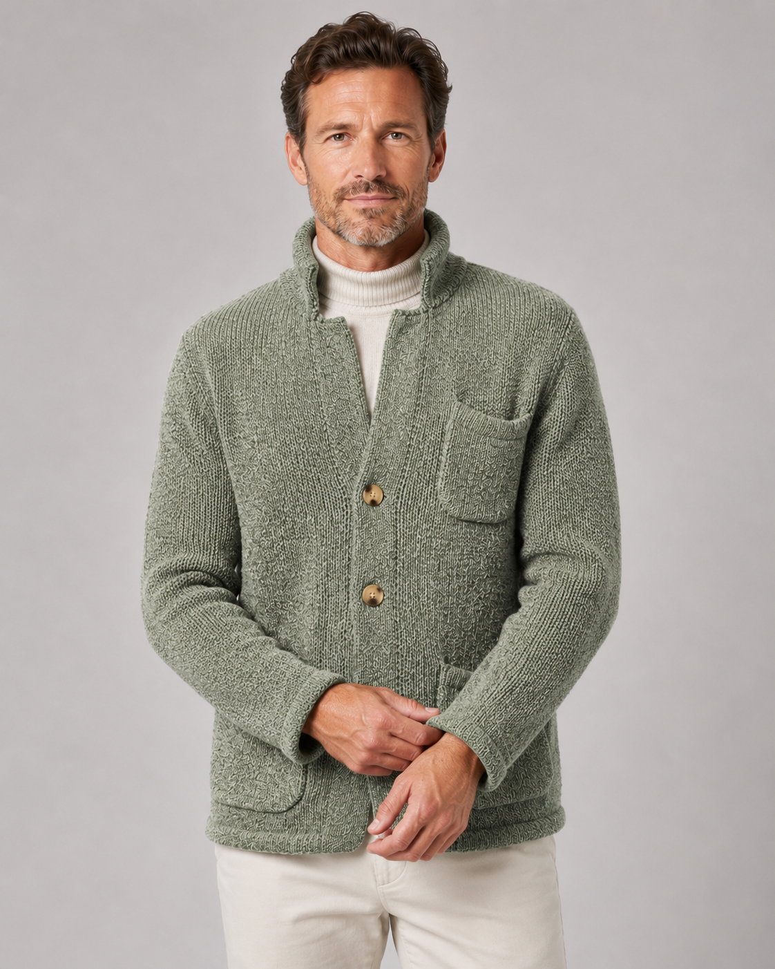 Lachlan | Stand Collar Button Knit Cardigan
