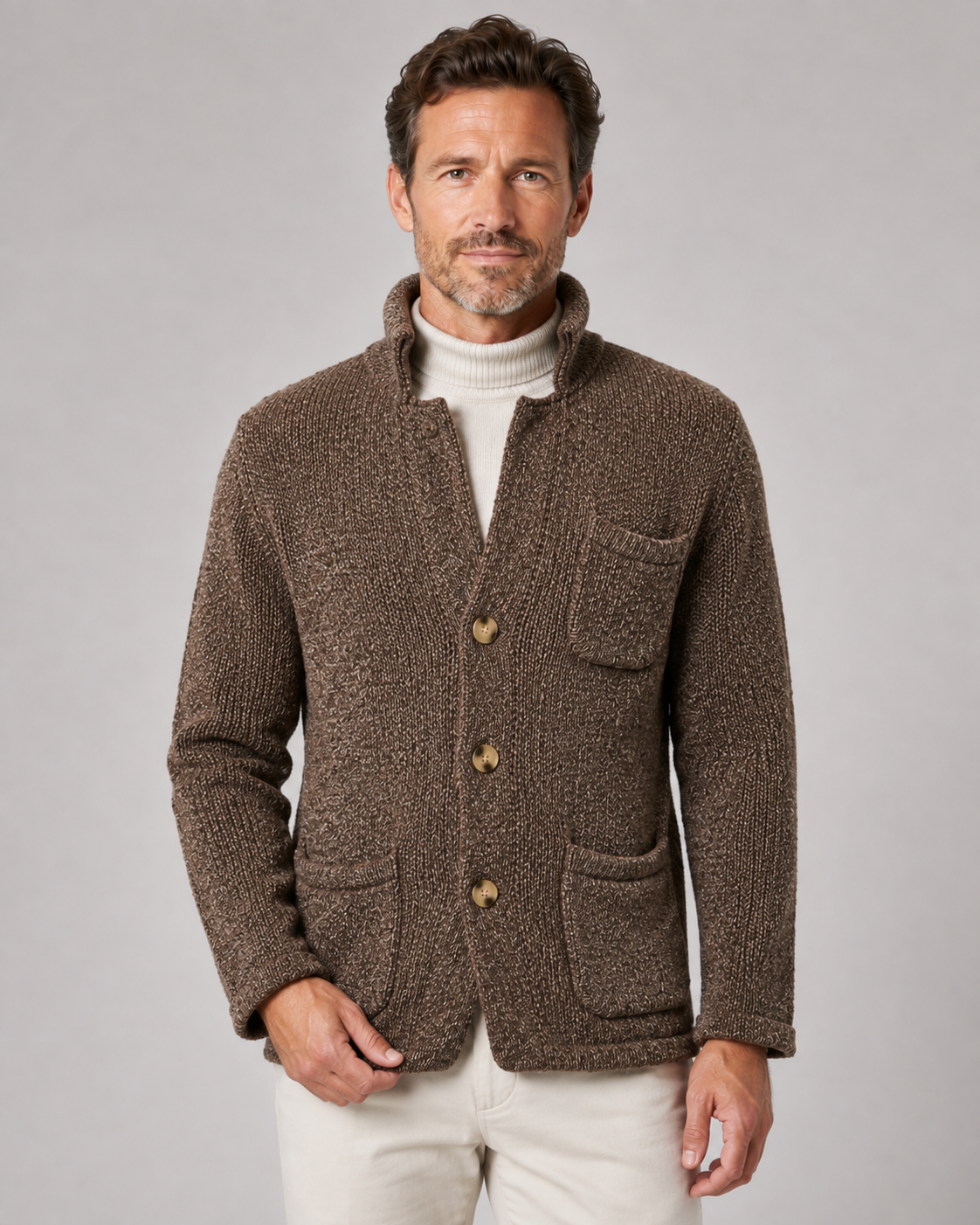 Lachlan | Stand Collar Button Knit Cardigan