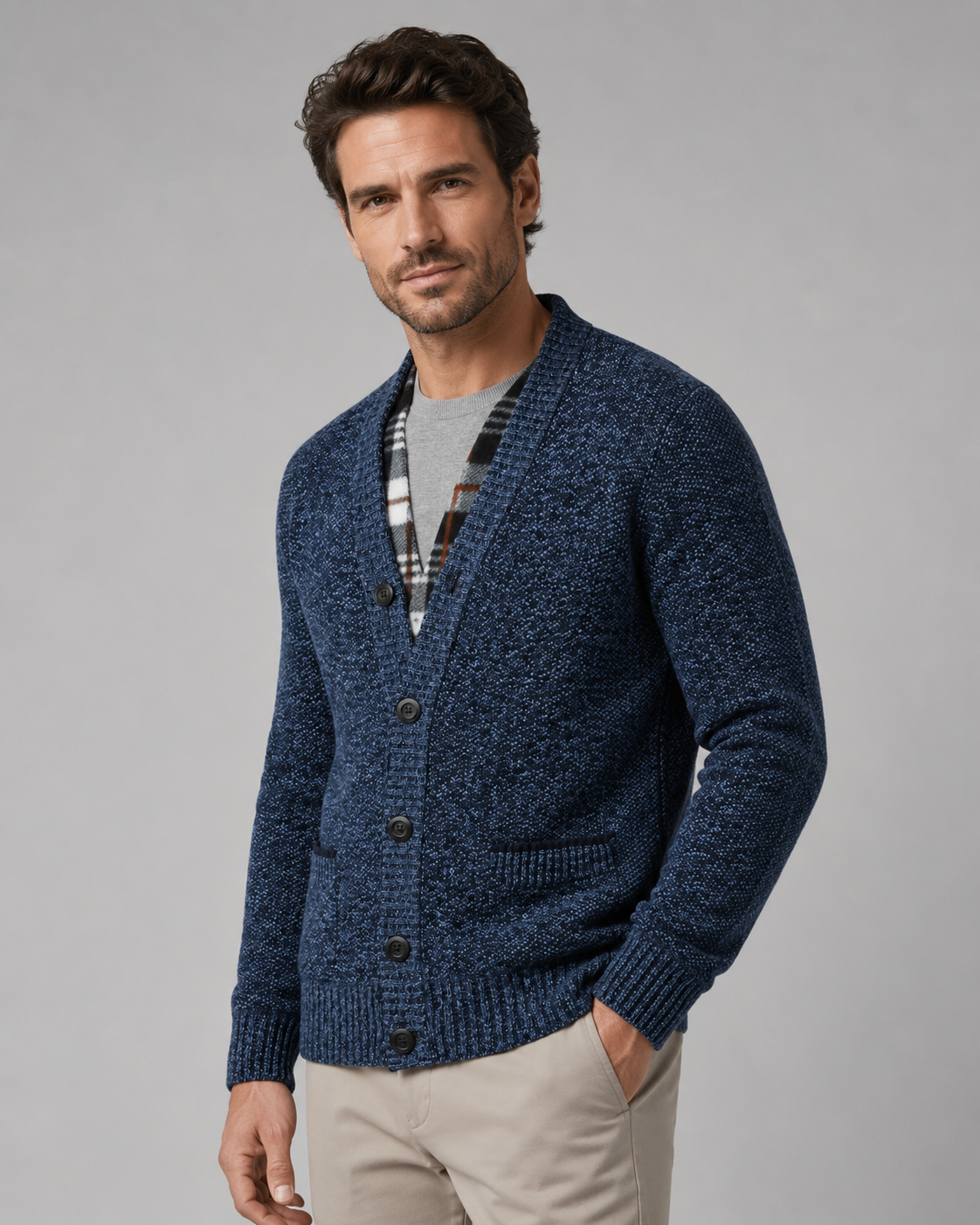 Tobias | Ribbed V-Neck Button Knit Cardigan