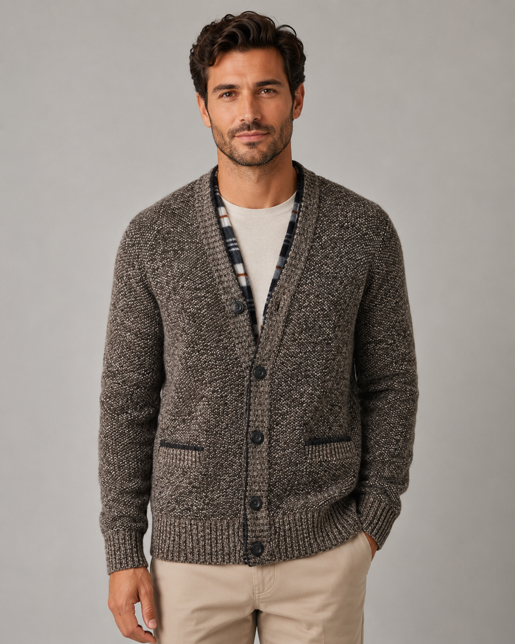 Tobias | Ribbed V-Neck Button Knit Cardigan