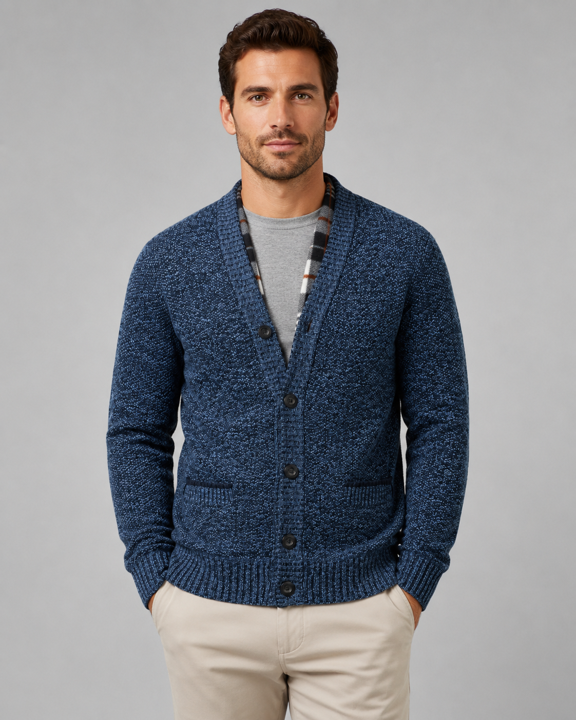 Tobias | Ribbed V-Neck Button Knit Cardigan