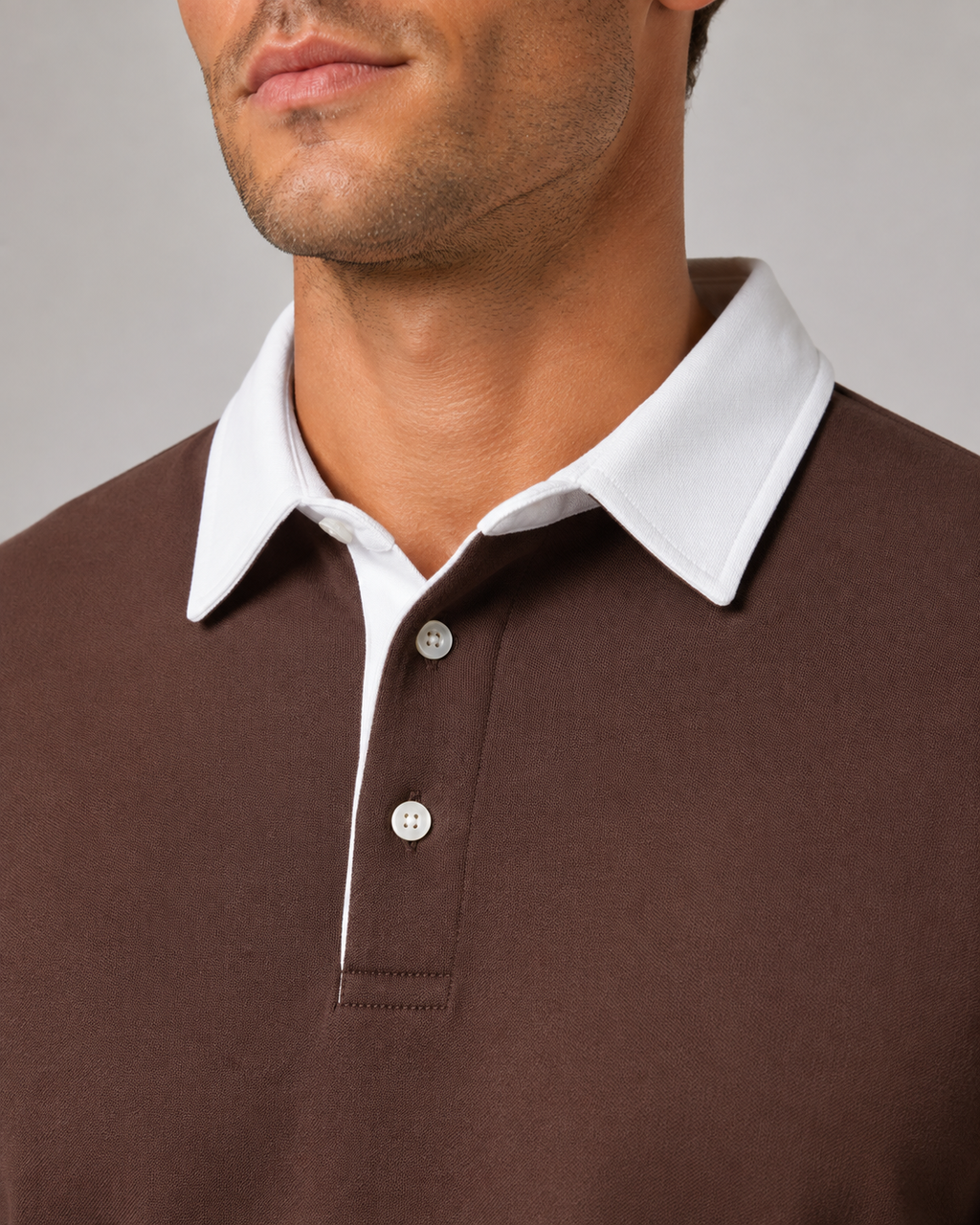 Reginald | Contrast Collar Knitted Polo Sweater