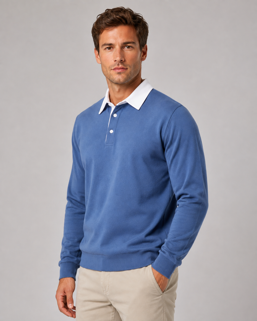 Reginald | Contrast Collar Knitted Polo Sweater