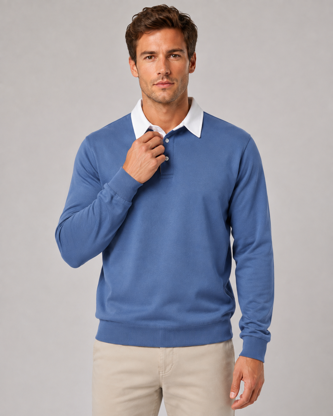 Reginald | Contrast Collar Knitted Polo Sweater