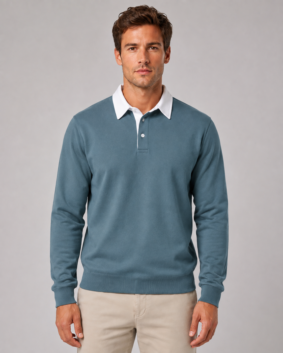 Reginald | Contrast Collar Knitted Polo Sweater