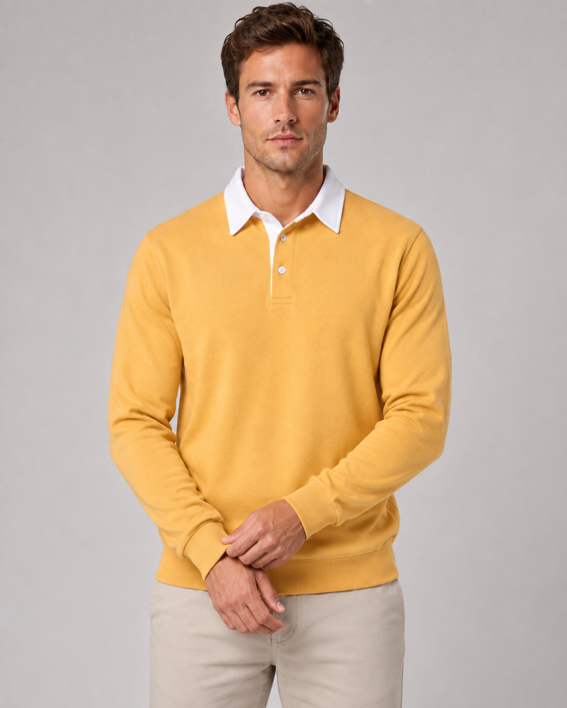Reginald | Contrast Collar Knitted Polo Sweater