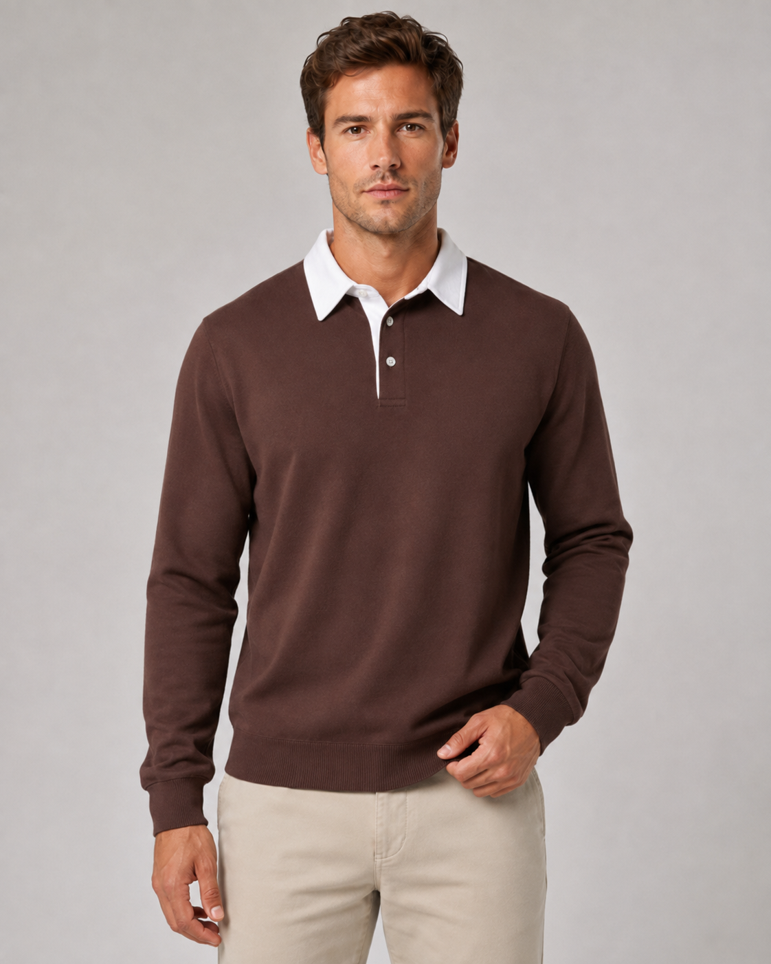Reginald | Contrast Collar Knitted Polo Sweater
