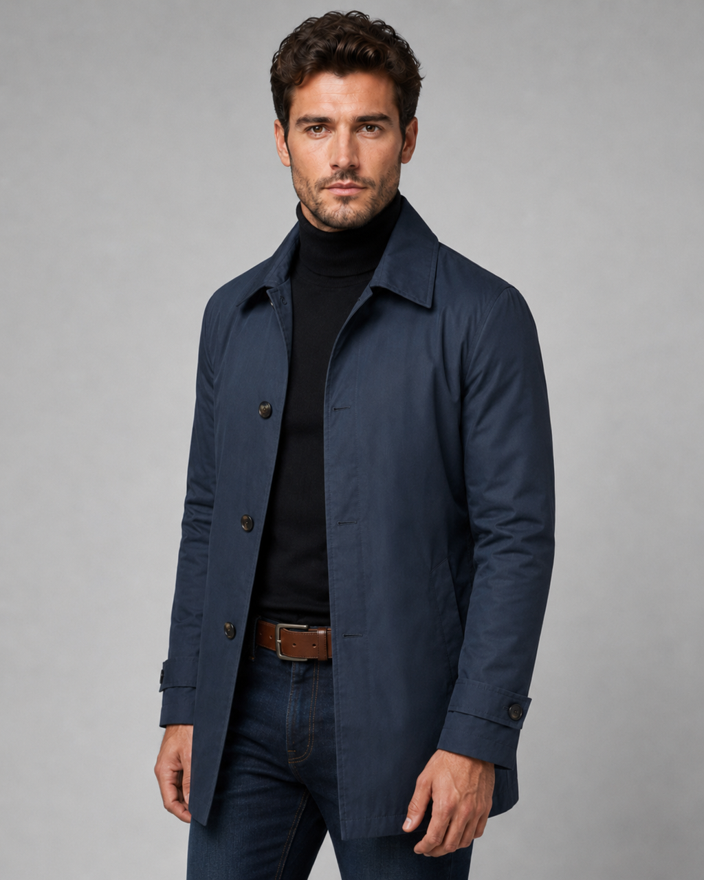 Jethro | Long Car Coat with Point Collar