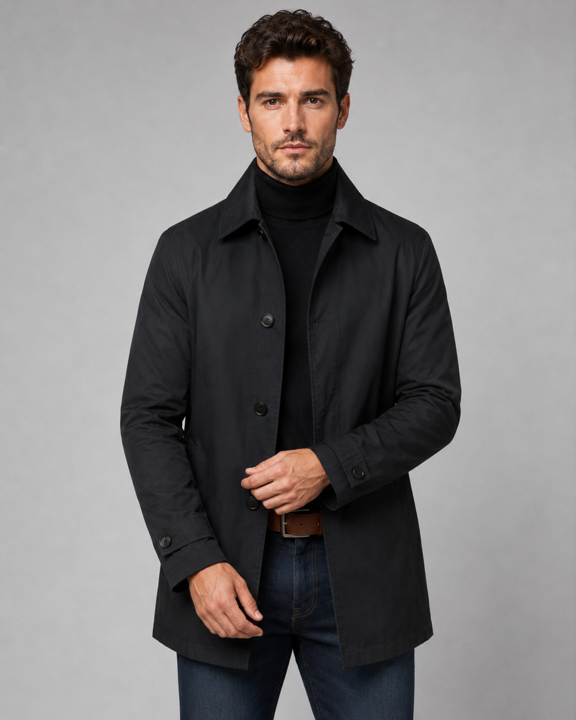 Jethro | Long Car Coat with Point Collar