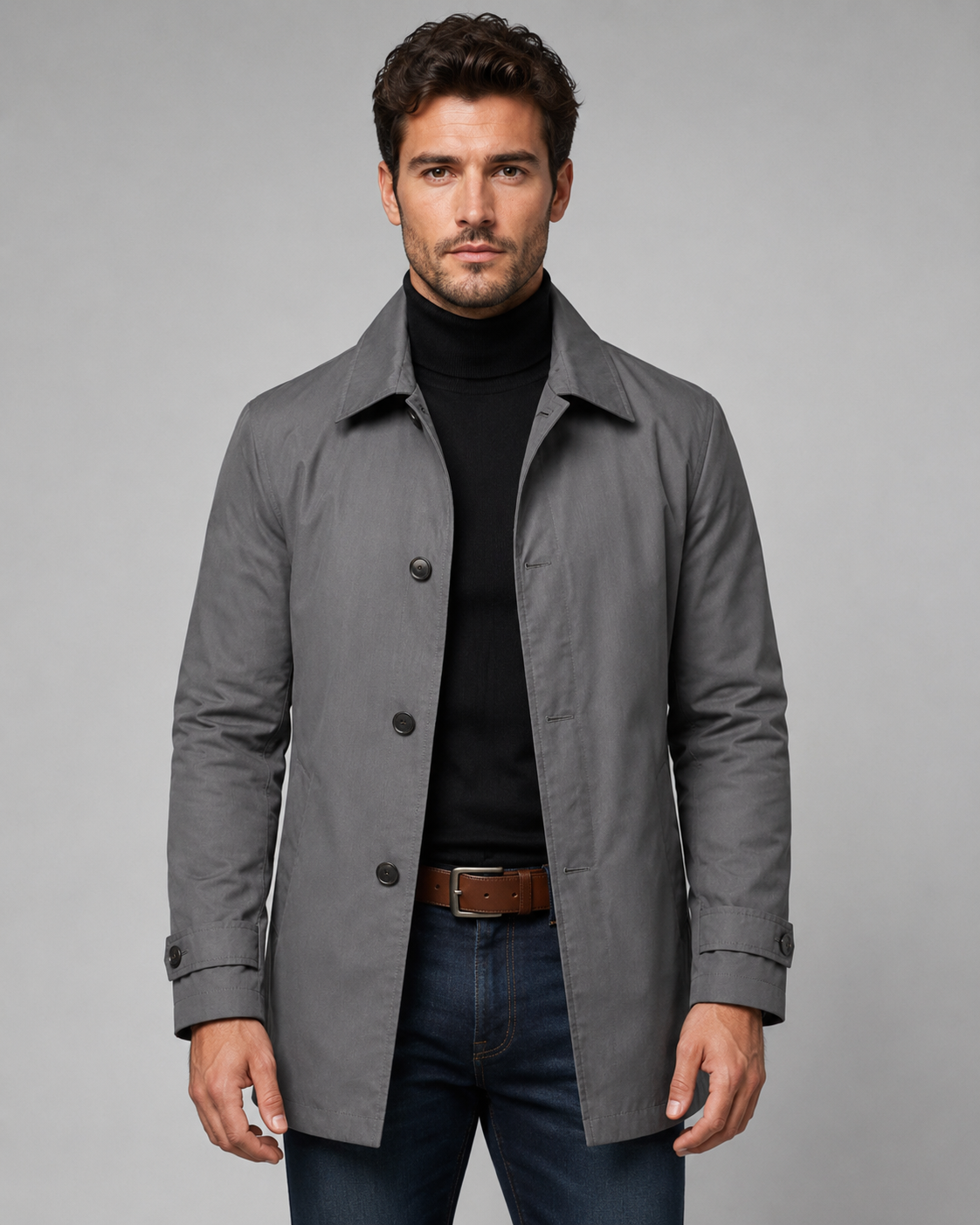 Jethro | Long Car Coat with Point Collar