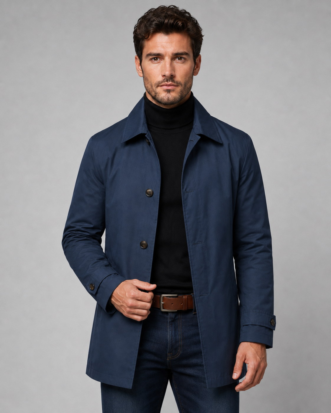 Jethro | Long Car Coat with Point Collar