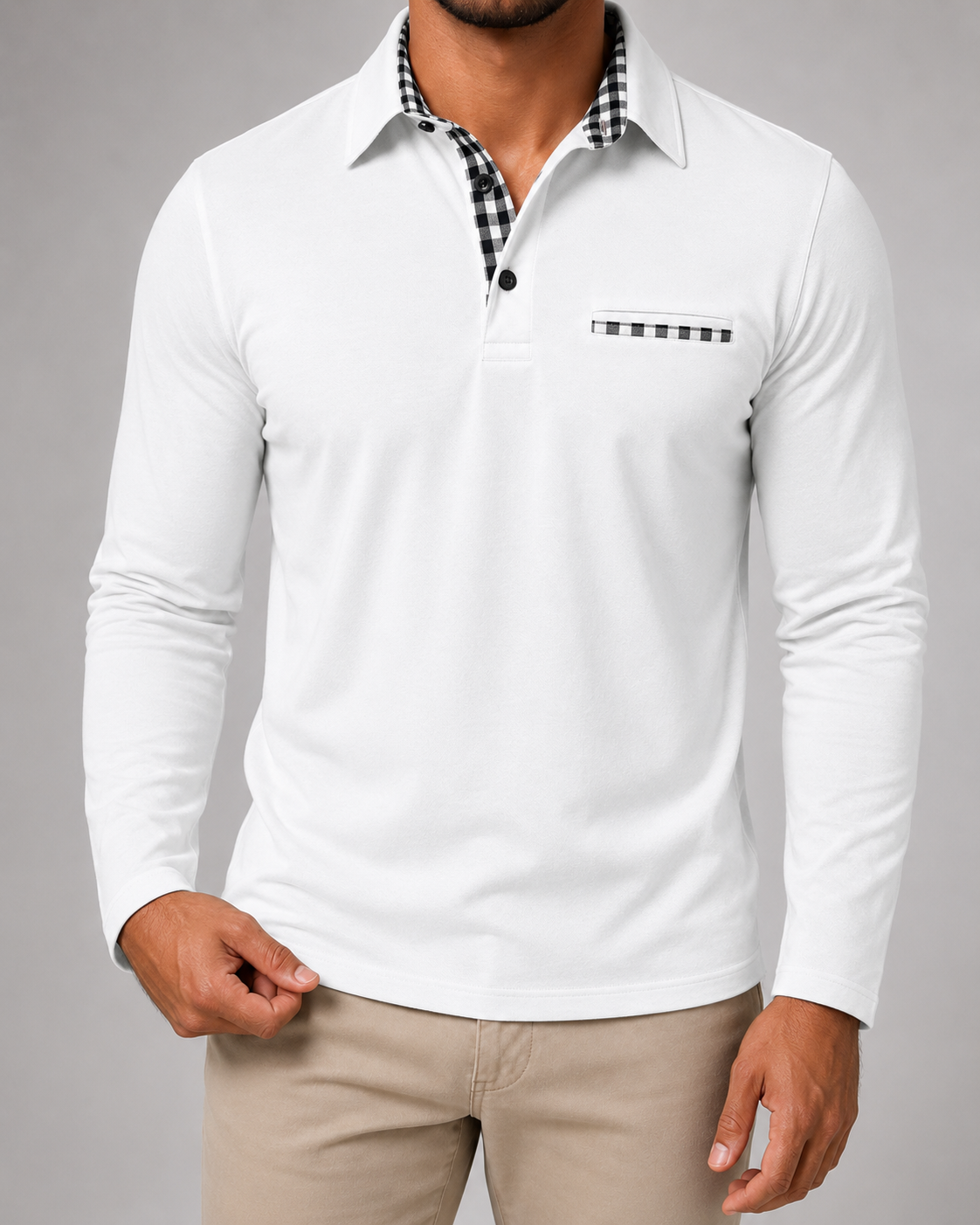 Hadrian | Gingham Trim Polo Shirt