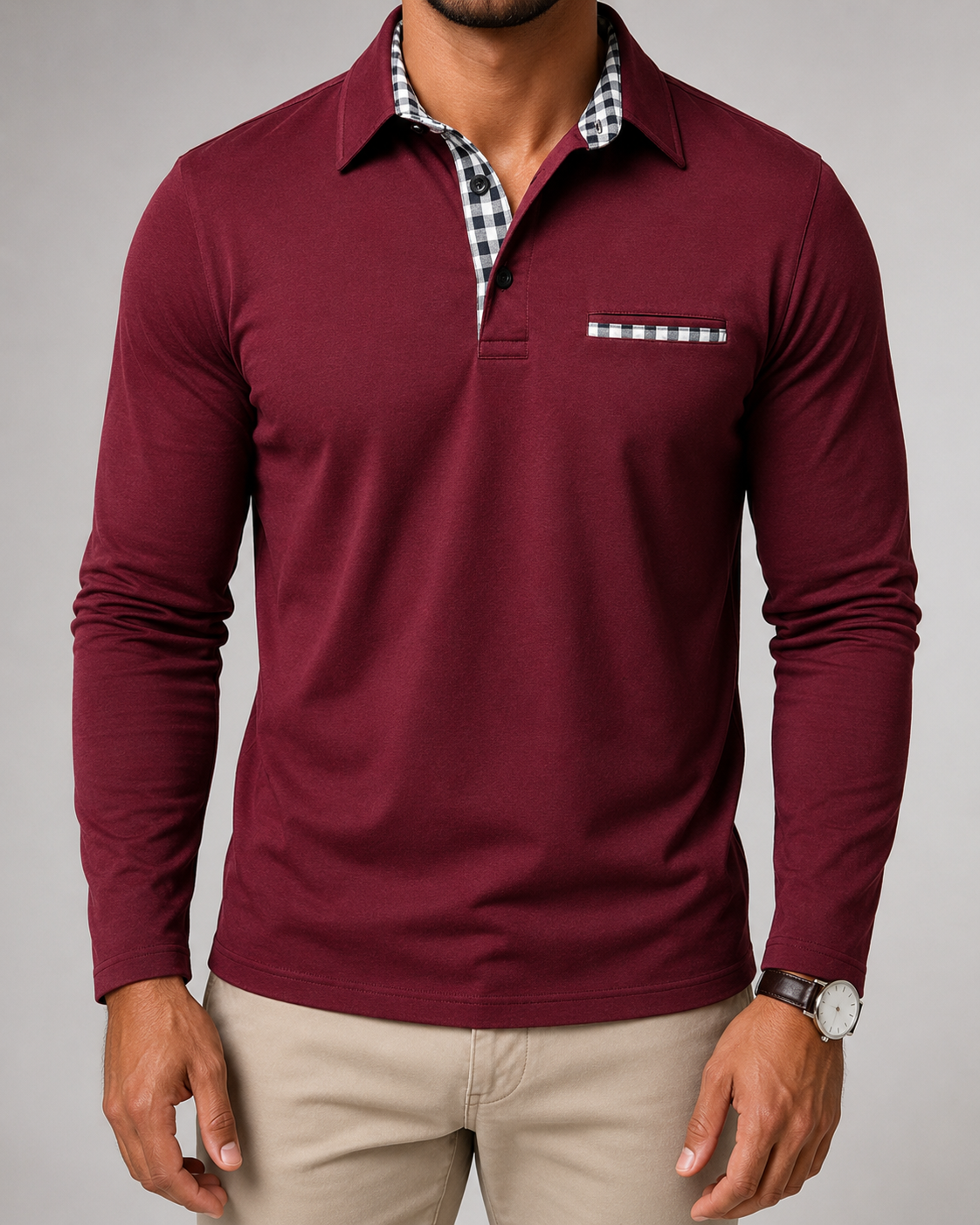 Hadrian | Gingham Trim Polo Shirt