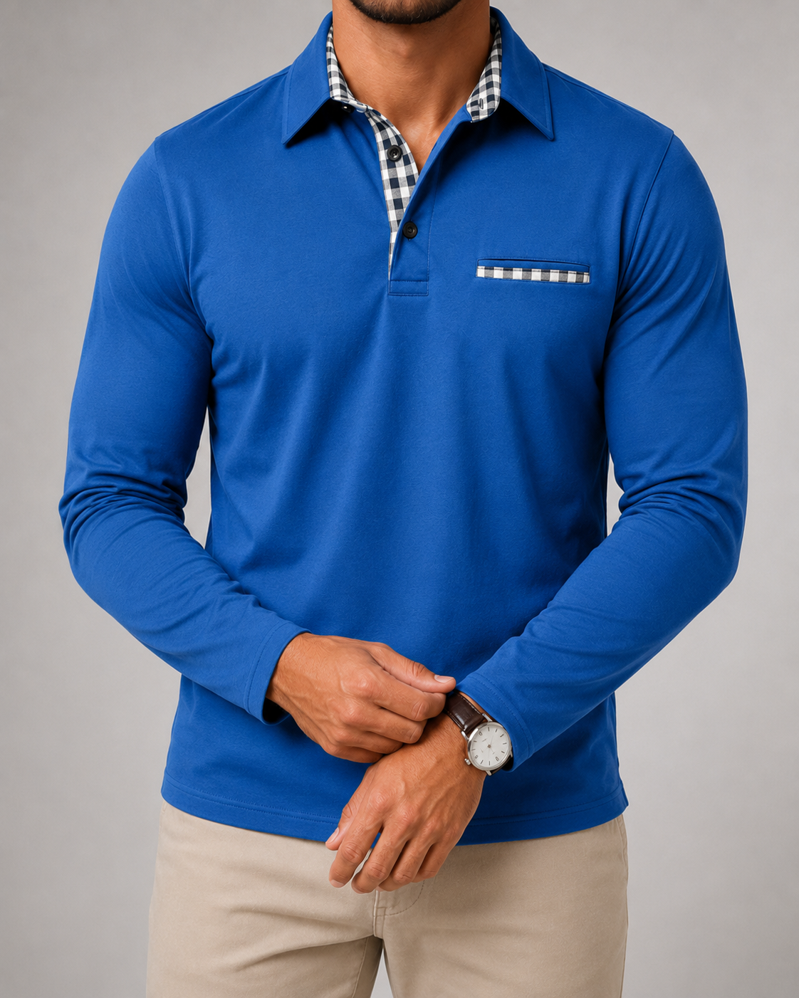 Hadrian | Gingham Trim Polo Shirt