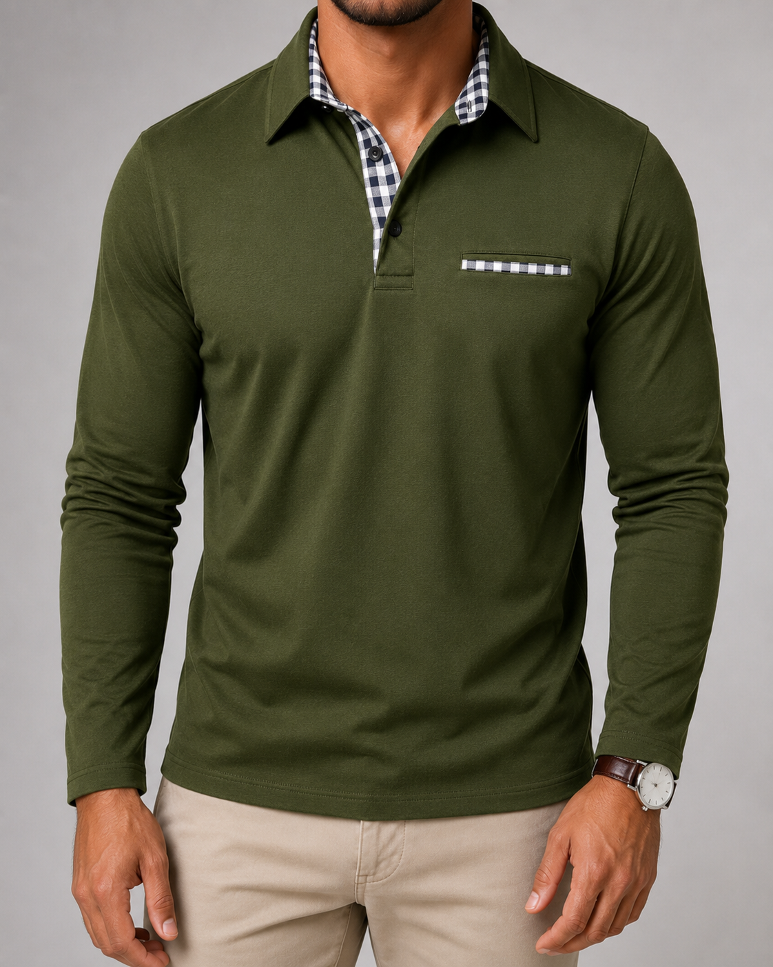 Hadrian | Gingham Trim Polo Shirt