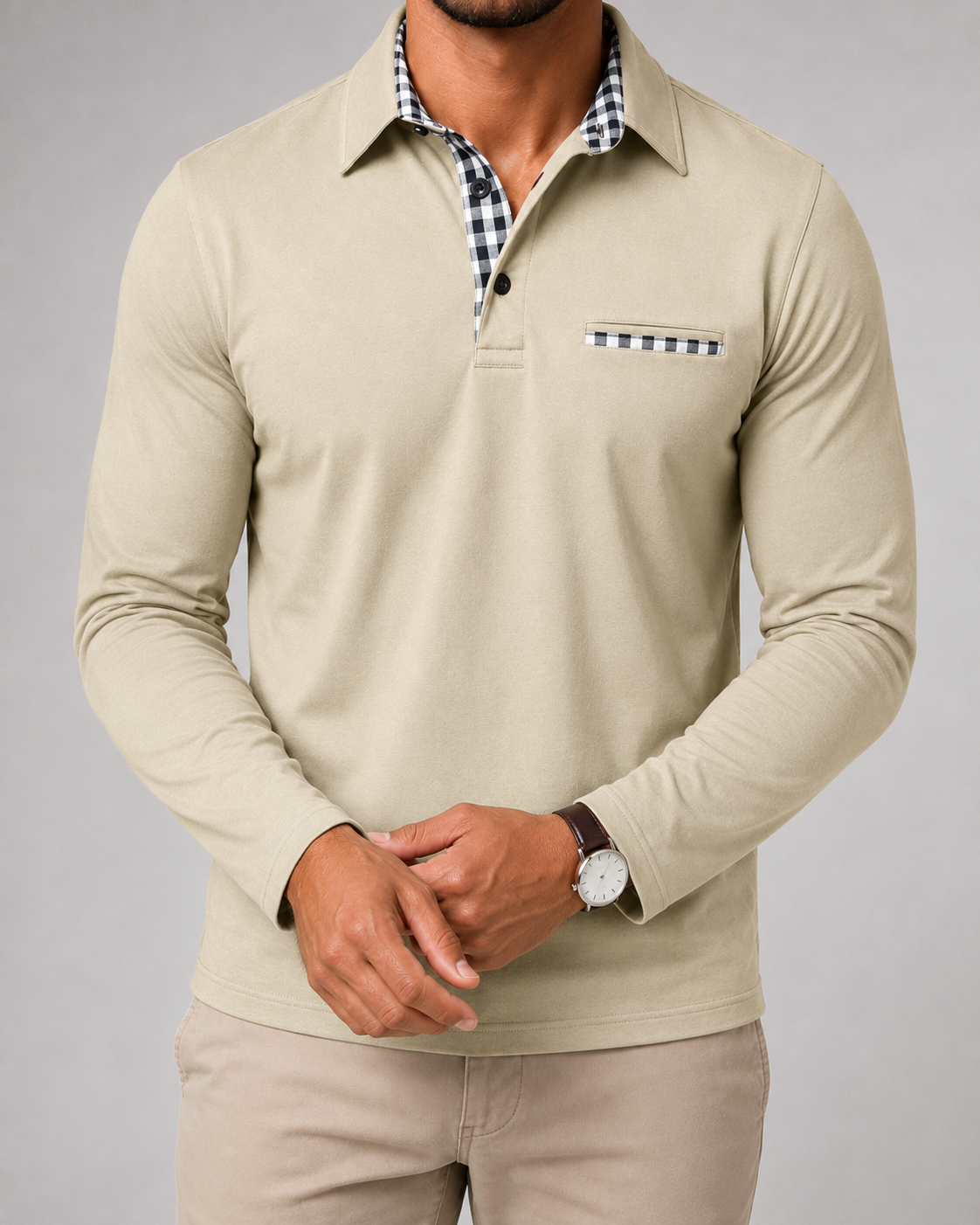 Hadrian | Gingham Trim Polo Shirt