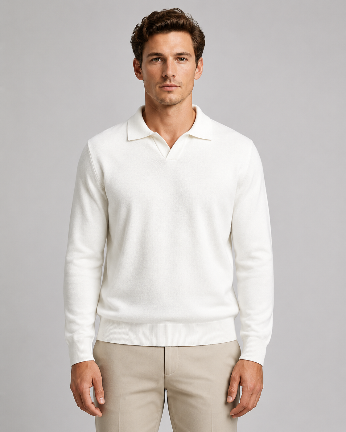 Gareth | Open-Collar Knitted Polo