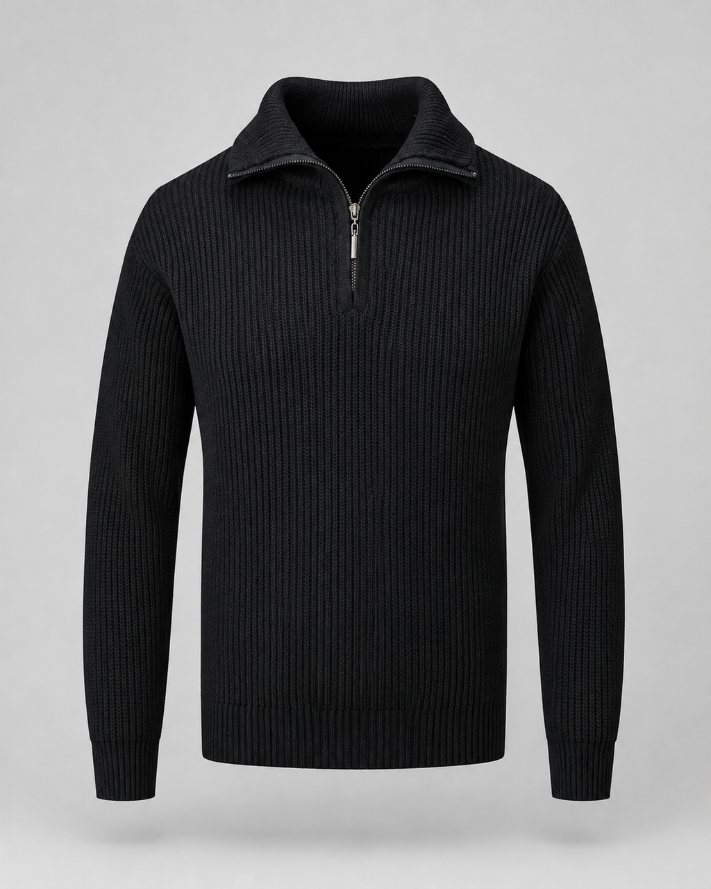 Quentin | Ribbed Collared Quarter-Zip Sweater