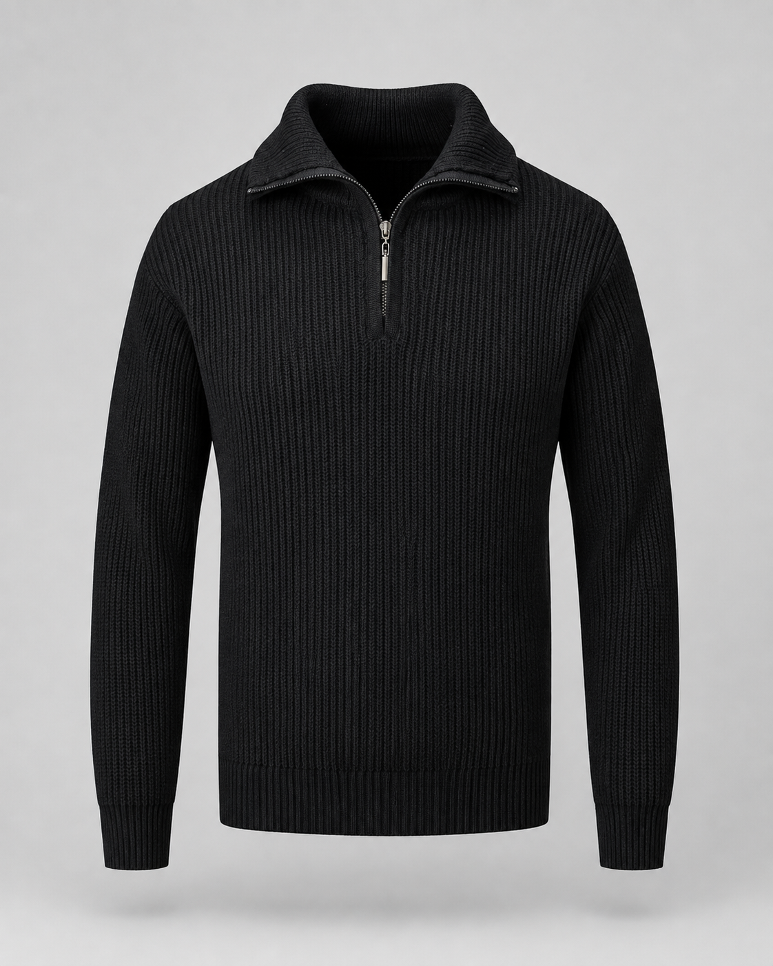 Quentin | Ribbed Collared Quarter-Zip Sweater