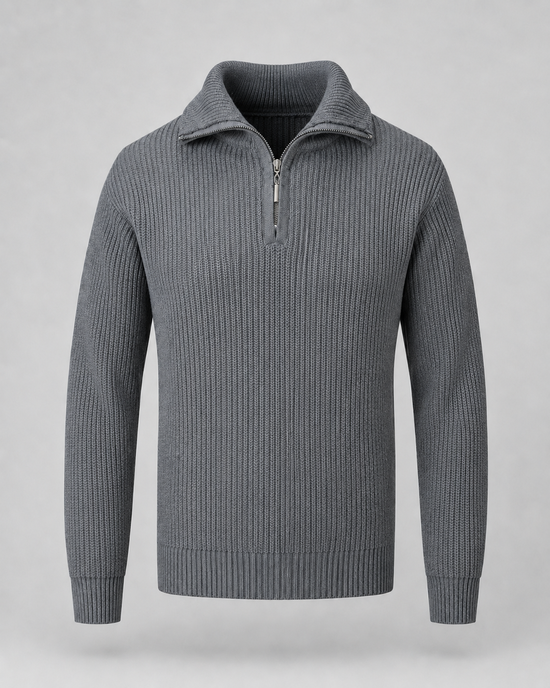 Quentin | Ribbed Collared Quarter-Zip Sweater