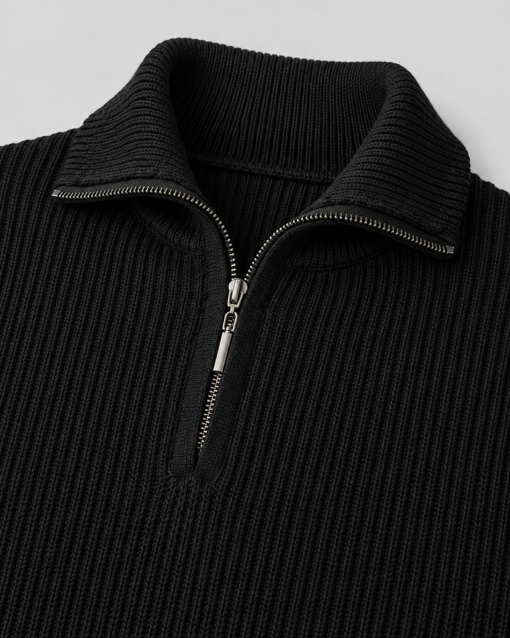 Quentin | Ribbed Collared Quarter-Zip Sweater