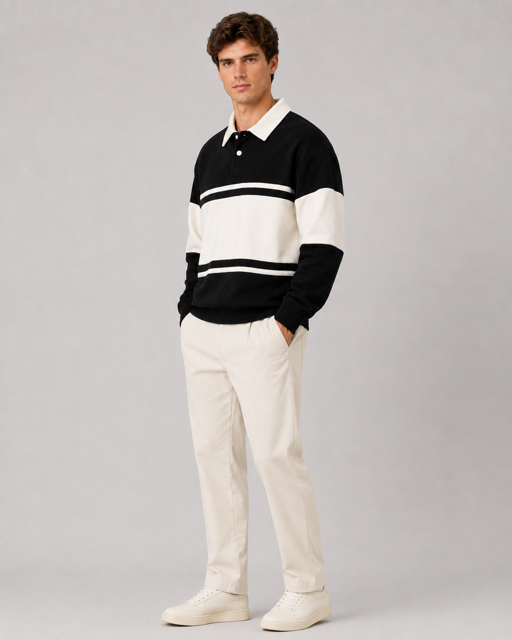 Nolan | Colour Block Rugby Polo Sweater